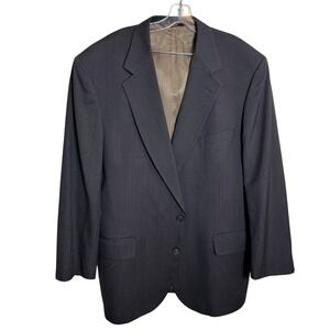 Harmony Men's Sports Coat Greyish Brown 50L 100% Wool‎ Stripe Blazer Jacket